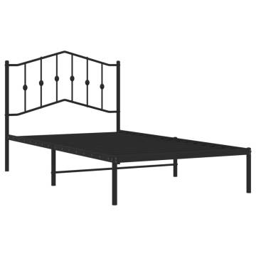 Elegant Black Metal Bed Frame with Headboard - 100x190 cm