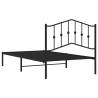 Elegant Black Metal Bed Frame with Headboard - 100x190 cm