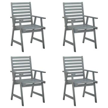 4 pcs Grey Solid Wood Acacia Outdoor Dining Chairs | Hipomarket