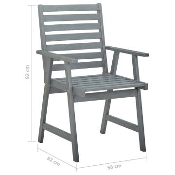 4 pcs Grey Solid Wood Acacia Outdoor Dining Chairs | Hipomarket