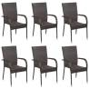 Stackable Outdoor Chairs 6 pcs Poly Rattan Brown Colour brown Quantity in Package 6 Number of 1 