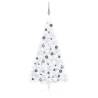 Artificial Half Pre-lit Christmas Tree with Ball Set White 150 cm Colour white and grey Size 150 x 95 cm Quantity in Package 1 Number of Branch Tips 