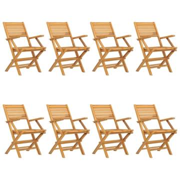 Folding Garden Chairs - 8 pcs Solid Teak, 55x62x90 cm