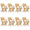 Folding Garden Chairs - 8 pcs Solid Teak, 55x62x90 cm