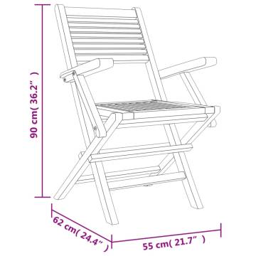 Folding Garden Chairs - 8 pcs Solid Teak, 55x62x90 cm