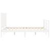 White Solid Wood Bed Frame with Headboard - 140x190 cm