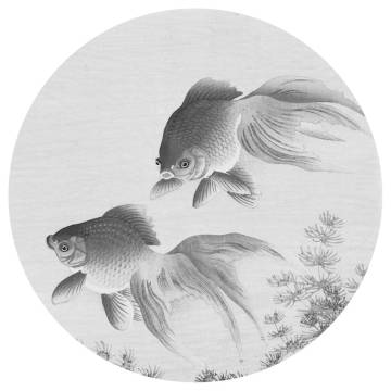 WallArt Wallpaper Circle Two Goldfish 190 cm - Stylish Decor