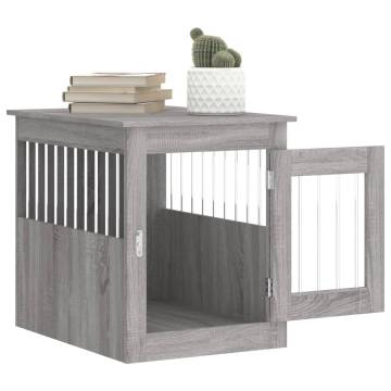 Stylish Dog Crate Furniture Grey Sonoma - 2-in-1 Design