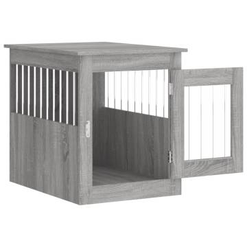 Stylish Dog Crate Furniture Grey Sonoma - 2-in-1 Design