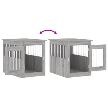 Stylish Dog Crate Furniture Grey Sonoma - 2-in-1 Design