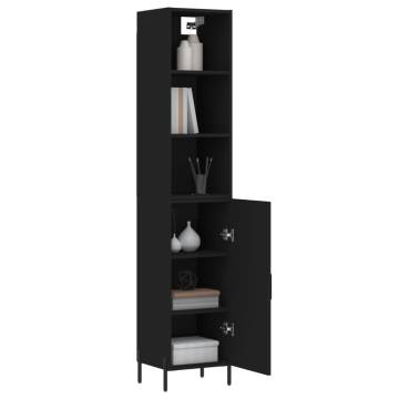 Stylish Highboard Black - 34.5x34x180 cm Engineered Wood