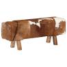 Stylish Real Goat Leather Bench - Brown & White 110x30x45 cm