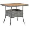 Outdoor Dining Table Grey Poly Rattan and Solid Acacia Wood Colour grey Quantity in Package 1 