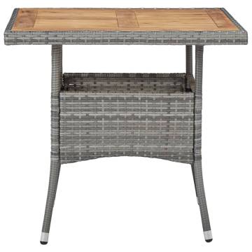 Outdoor Dining Table - Grey Poly Rattan & Acacia Wood