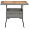 Outdoor Dining Table - Grey Poly Rattan & Acacia Wood