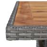 Outdoor Dining Table - Grey Poly Rattan & Acacia Wood