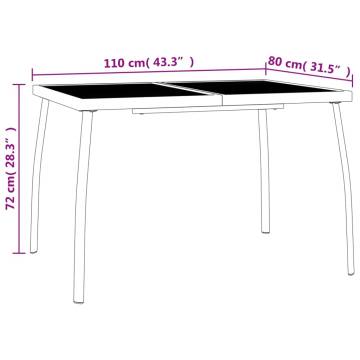 Stylish Anthracite Garden Table - 110x80 cm Steel Mesh