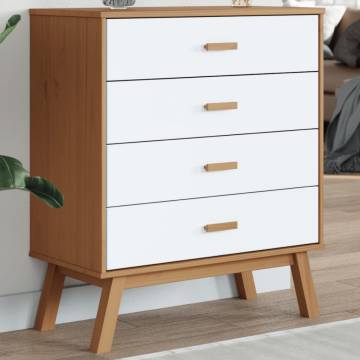 OLDEN White and Brown Solid Wood Pine Drawer Cabinet