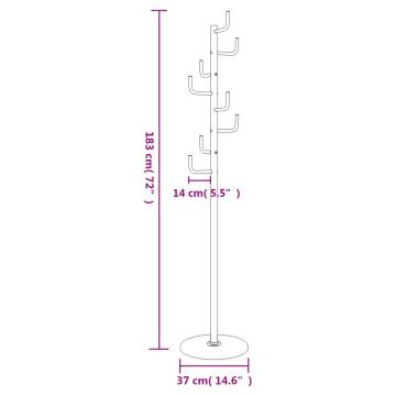 Coat Stand Black 183 cm - Sturdy Iron with Marble Base