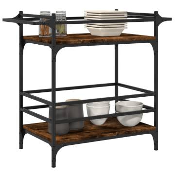 Vintage Kitchen Trolley in Smoked Oak - 82x40x78.5 cm