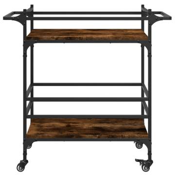 Vintage Kitchen Trolley in Smoked Oak - 82x40x78.5 cm