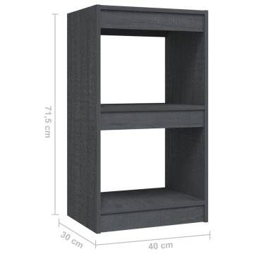 Book Cabinet Grey 40x30x71.5 cm - Solid Pinewood Storage