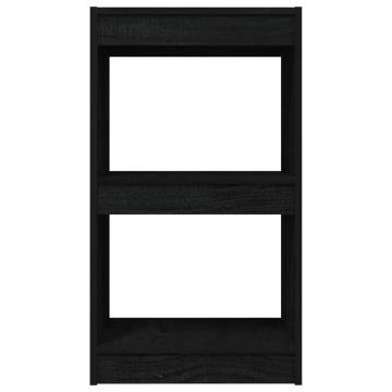 Book Cabinet Black 40x30x71.5 cm - Solid Pinewood Storage