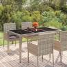 Garden Table with Glass Top Grey 150x90x75 cm Poly Rattan Colour grey Size 150 x 90 x 75 cm Quantity in Package 1 Material glass top 