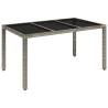 Garden Table with Glass Top Grey - Stylish Outdoor Dining