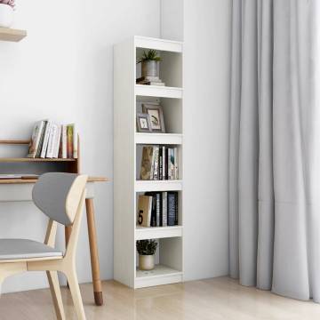 White Book Cabinet & Room Divider | Solid Pinewood 40x30x167.5 cm