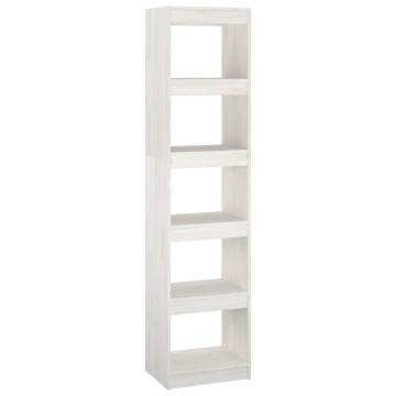 White Book Cabinet & Room Divider | Solid Pinewood 40x30x167.5 cm