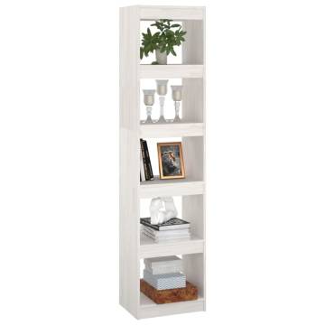 White Book Cabinet & Room Divider | Solid Pinewood 40x30x167.5 cm