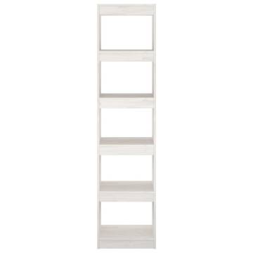 White Book Cabinet & Room Divider | Solid Pinewood 40x30x167.5 cm