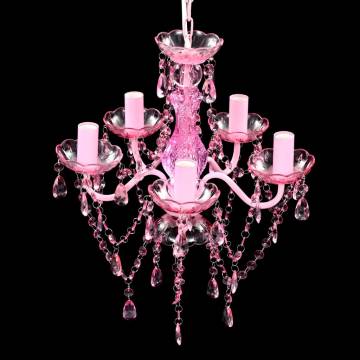 Crystal Light 5 Bulbs Pink - Elegant Ceiling Chandelier