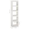 White Book Cabinet & Room Divider | Solid Pinewood 40x30x167.5 cm