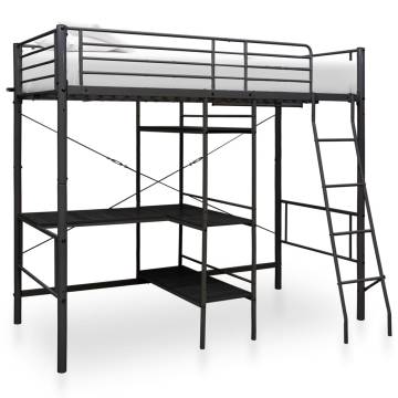 Black Metal Bunk Bed with Table Frame - 90x200 cm | HipoMarket