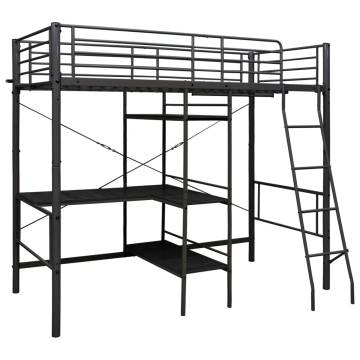 Black Metal Bunk Bed with Table Frame - 90x200 cm | HipoMarket