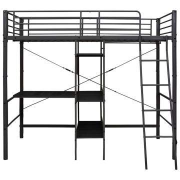 Black Metal Bunk Bed with Table Frame - 90x200 cm | HipoMarket