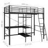 Black Metal Bunk Bed with Table Frame - 90x200 cm | HipoMarket