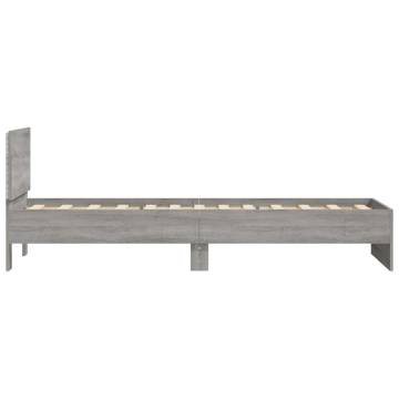 Bed Frame with LED Lights Grey Sonoma 75x190 cm - Small Single