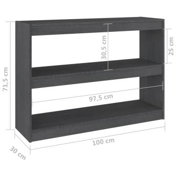 Stylish Grey Book Cabinet Room Divider - 100x30 cm Pinewood