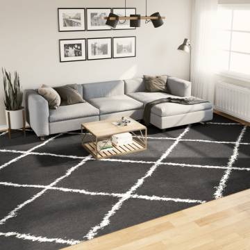 Shaggy Rug High Pile Modern Black & Cream 300x400 cm - Hipomarket