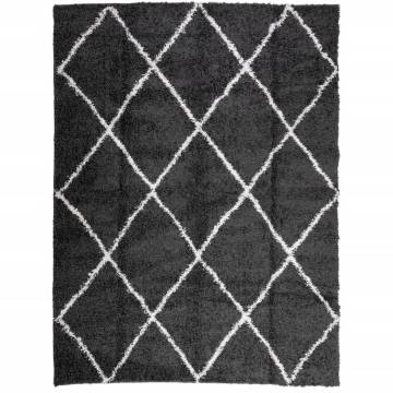 Shaggy Rug High Pile Modern Black & Cream 300x400 cm - Hipomarket