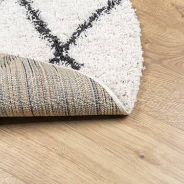 Shaggy Rug High Pile Modern Cream & Black Ø 100 cm | HipoMarket