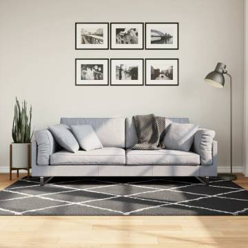 Shaggy Rug High Pile Black & Cream 140x200 cm | HipoMarket