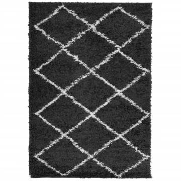 Shaggy Rug High Pile Black & Cream 140x200 cm | HipoMarket