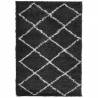 Shaggy Rug High Pile Black & Cream 140x200 cm | HipoMarket