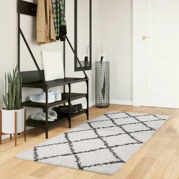 Shaggy Rug High Pile Cream & Black 80x200 cm | HipoMarket