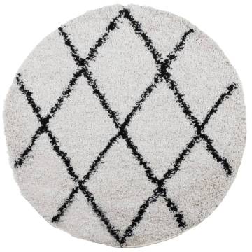 Shaggy Rug Ø 280 cm - Modern Cream and Black High Pile