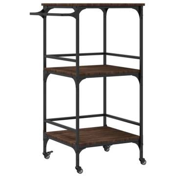 Stylish Brown Oak Kitchen Trolley | Durable & Versatile Storage